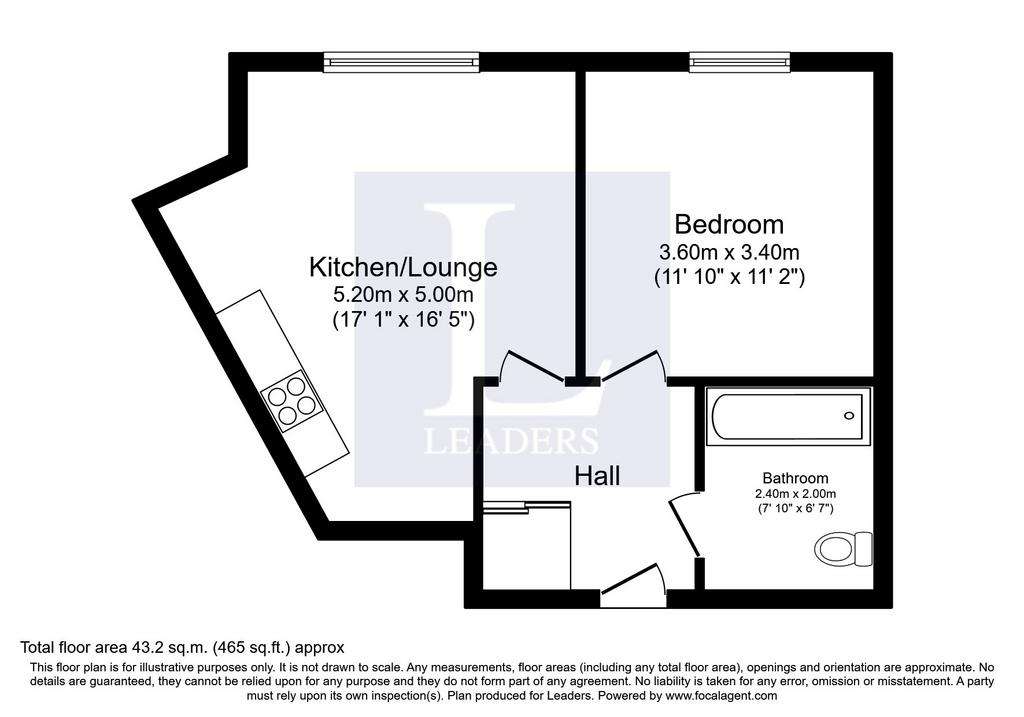 1 bedroom flat to rent - floorplan