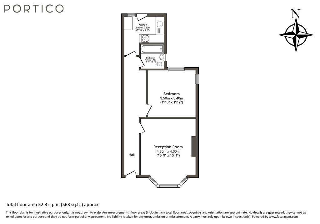 1 bedroom flat to rent - floorplan