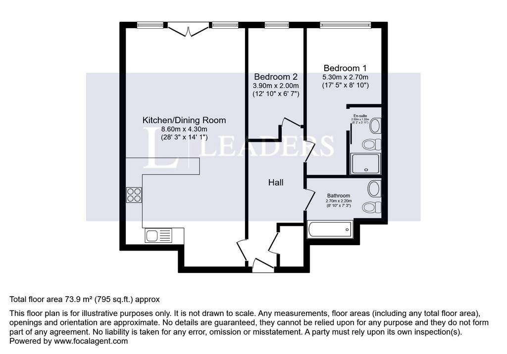 2 bedroom flat to rent - floorplan