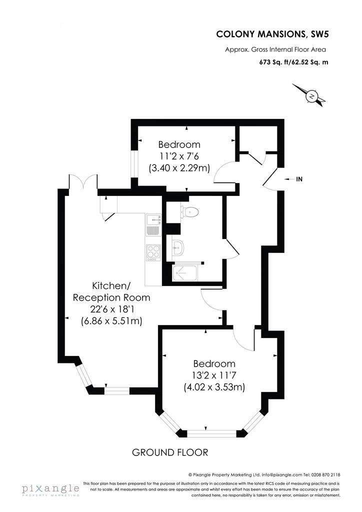 2 bedroom flat to rent - floorplan