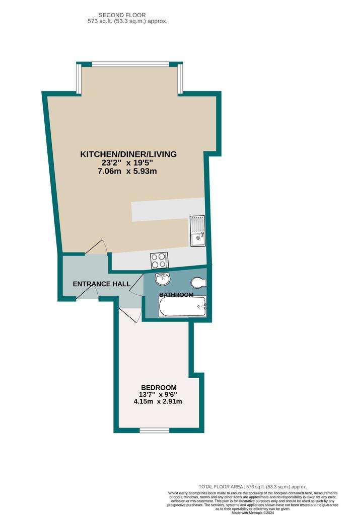 1 bedroom flat to rent - floorplan