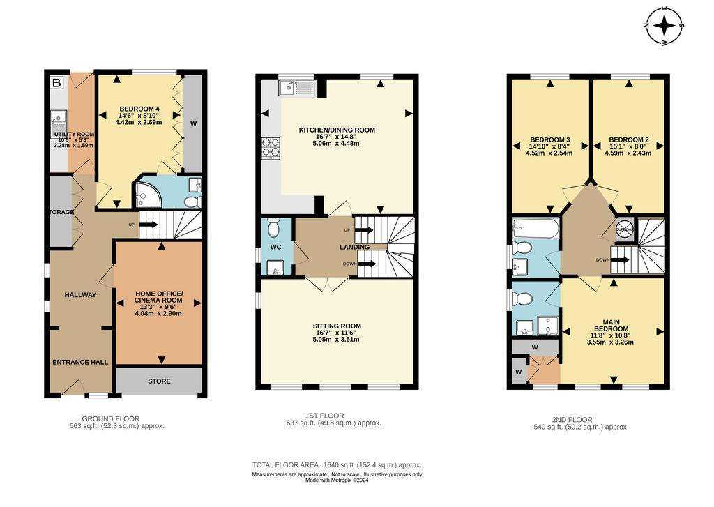 4 bedroom town house to rent - floorplan