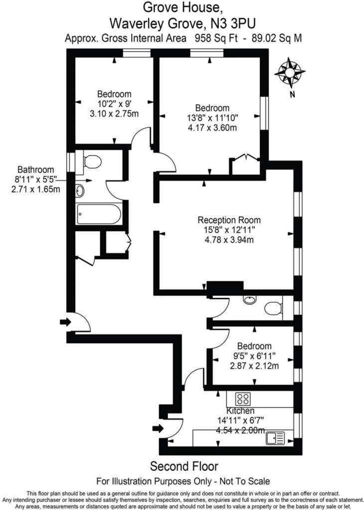 3 bedroom flat to rent - floorplan