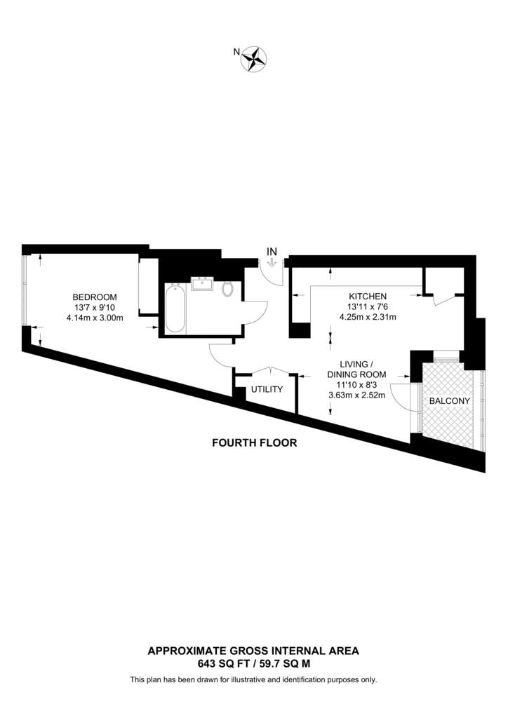 1 bedroom flat for sale - floorplan