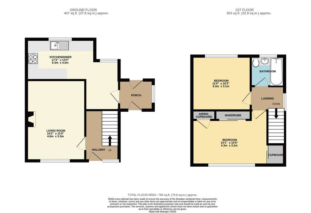 2 bedroom semi-detached house for sale - floorplan