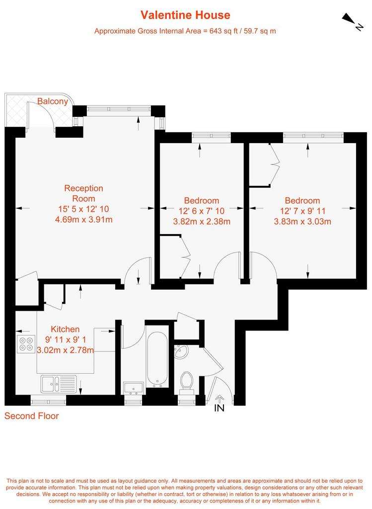 2 bedroom flat to rent - floorplan