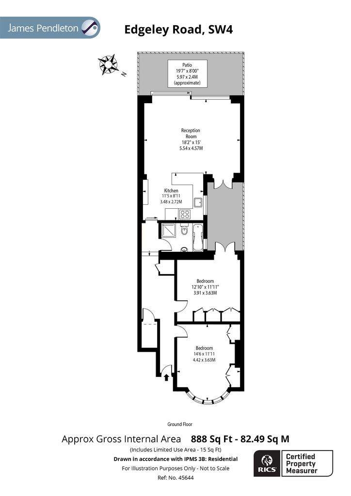 2 bedroom flat to rent - floorplan