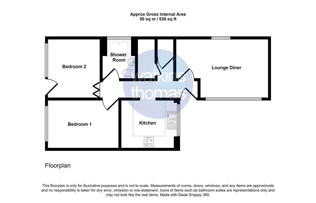 2 bedroom semi-detached bungalow for sale - floorplan