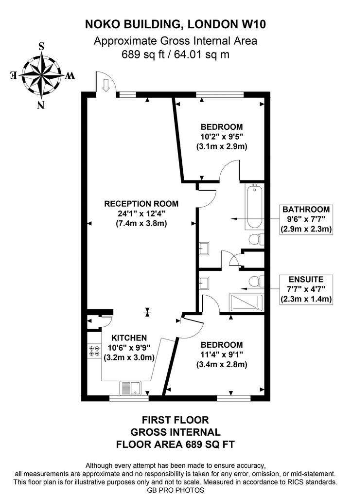 2 bedroom flat to rent - floorplan