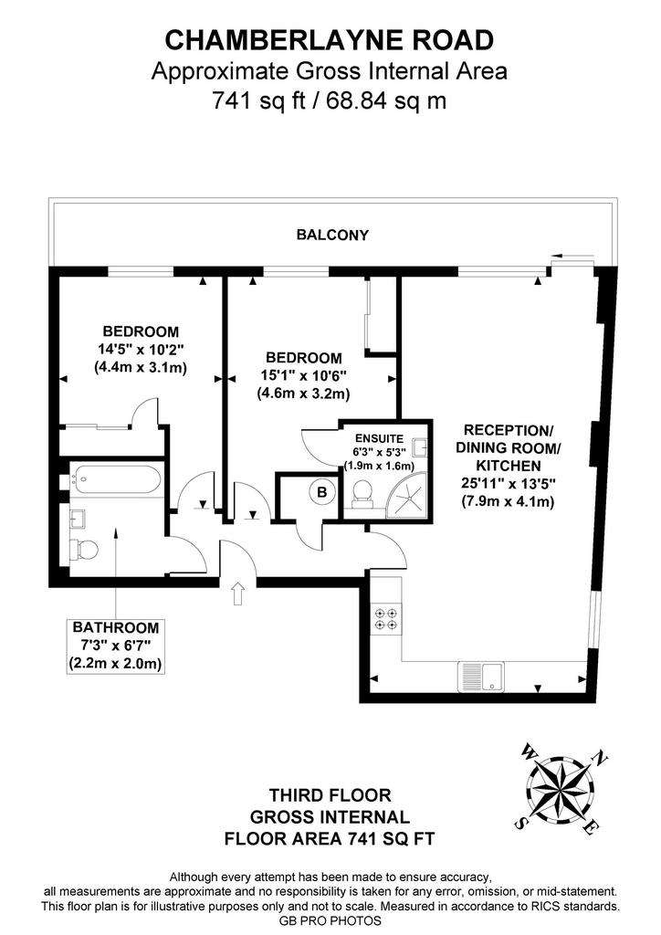 2 bedroom flat to rent - floorplan