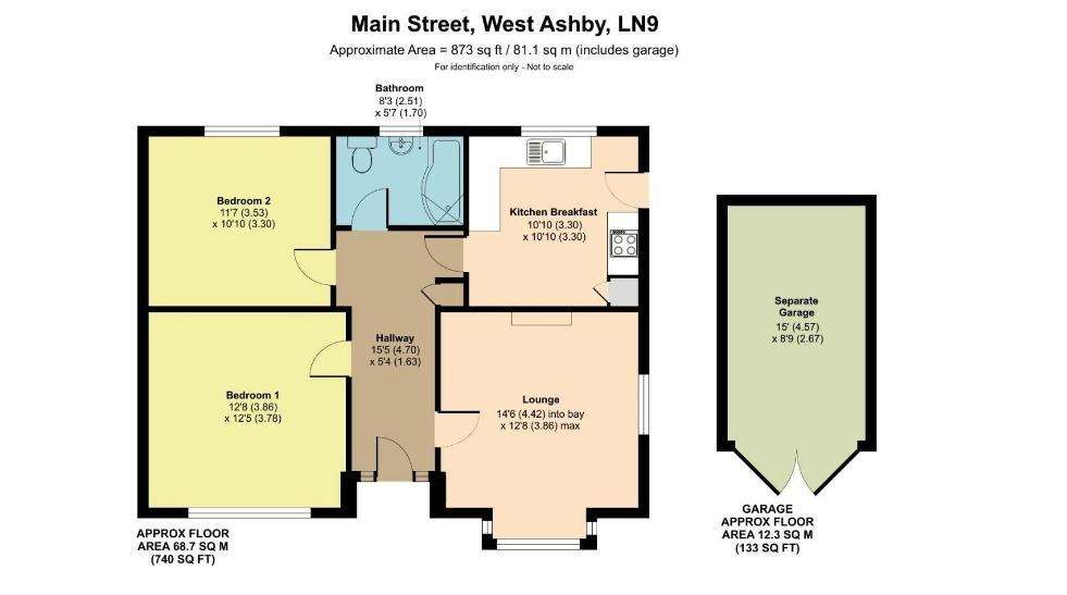 2 bedroom detached bungalow for sale - floorplan