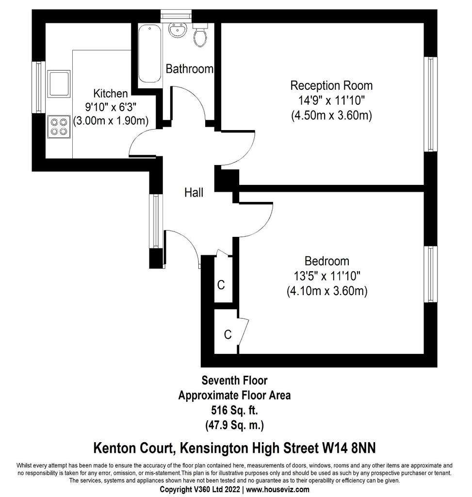 1 bedroom flat to rent - floorplan