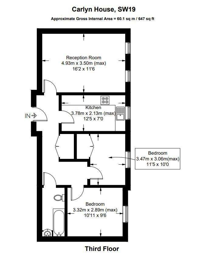 2 bedroom flat to rent - floorplan