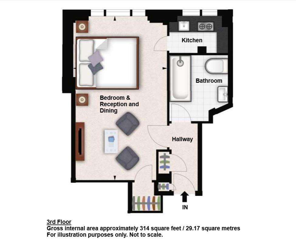 Studio flat to rent - floorplan