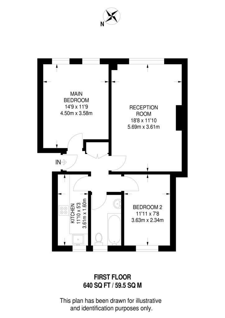 2 bedroom flat to rent - floorplan