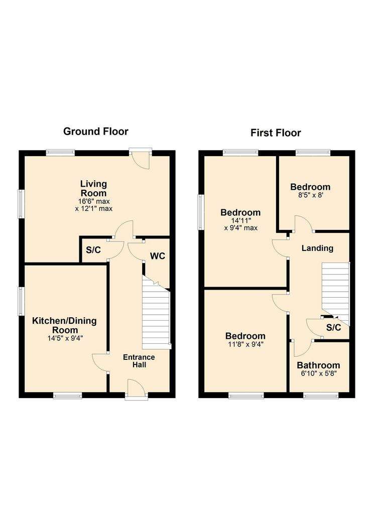 3 bedroom semi-detached house for sale - floorplan