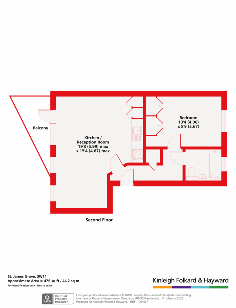 1 bedroom flat to rent - floorplan