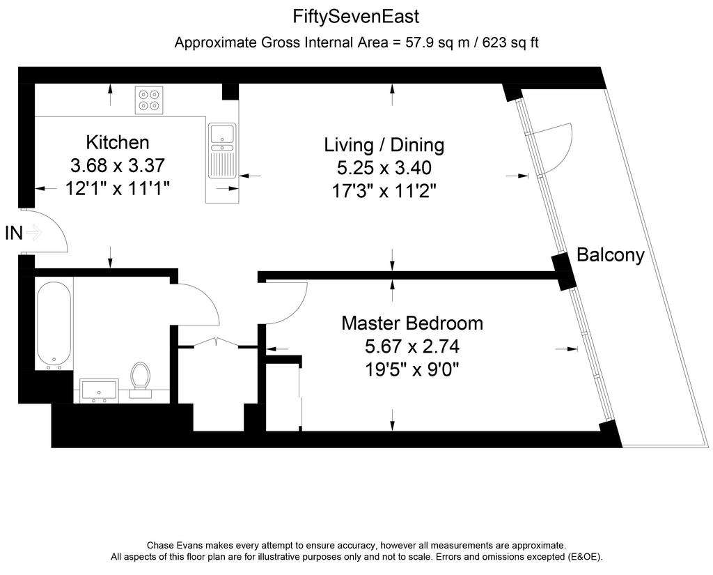 1 bedroom flat to rent - floorplan