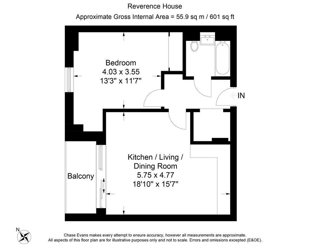 1 bedroom flat to rent - floorplan