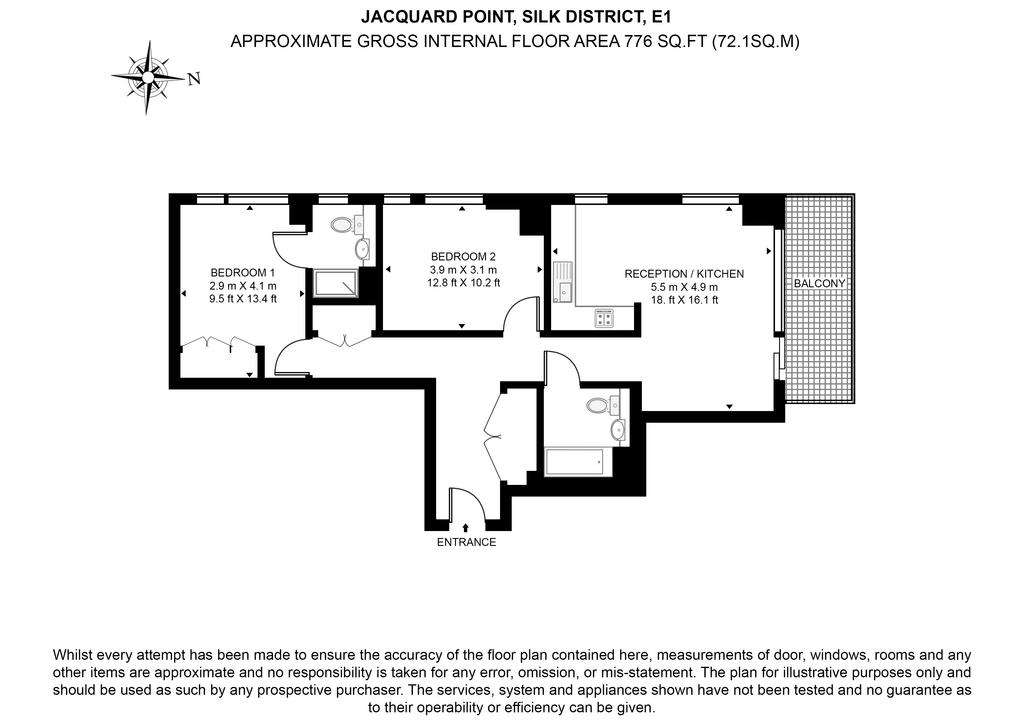 2 bedroom flat to rent - floorplan