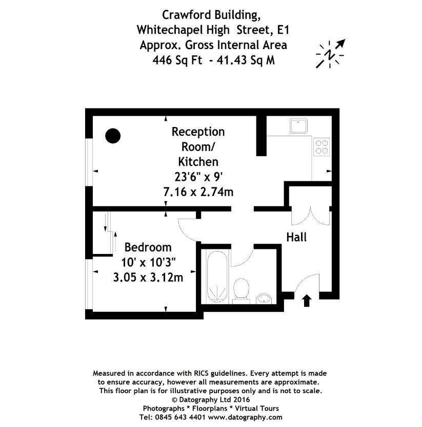 1 bedroom flat to rent - floorplan