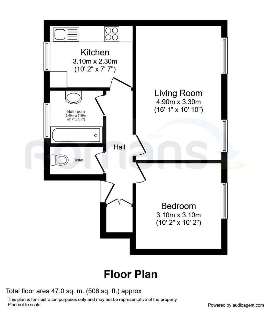 1 bedroom flat to rent - floorplan