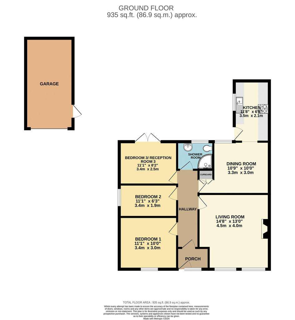 3 bedroom semi-detached bungalow for sale - floorplan