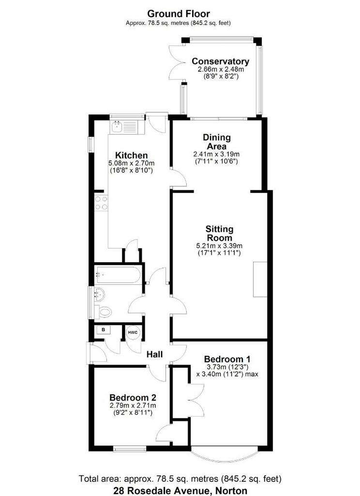 2 bedroom semi-detached bungalow for sale - floorplan