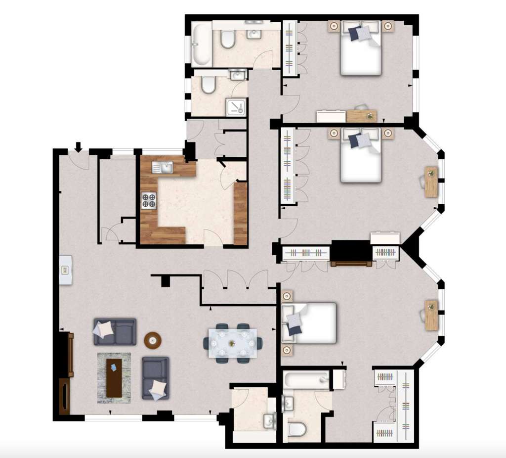 3 bedroom flat to rent - floorplan