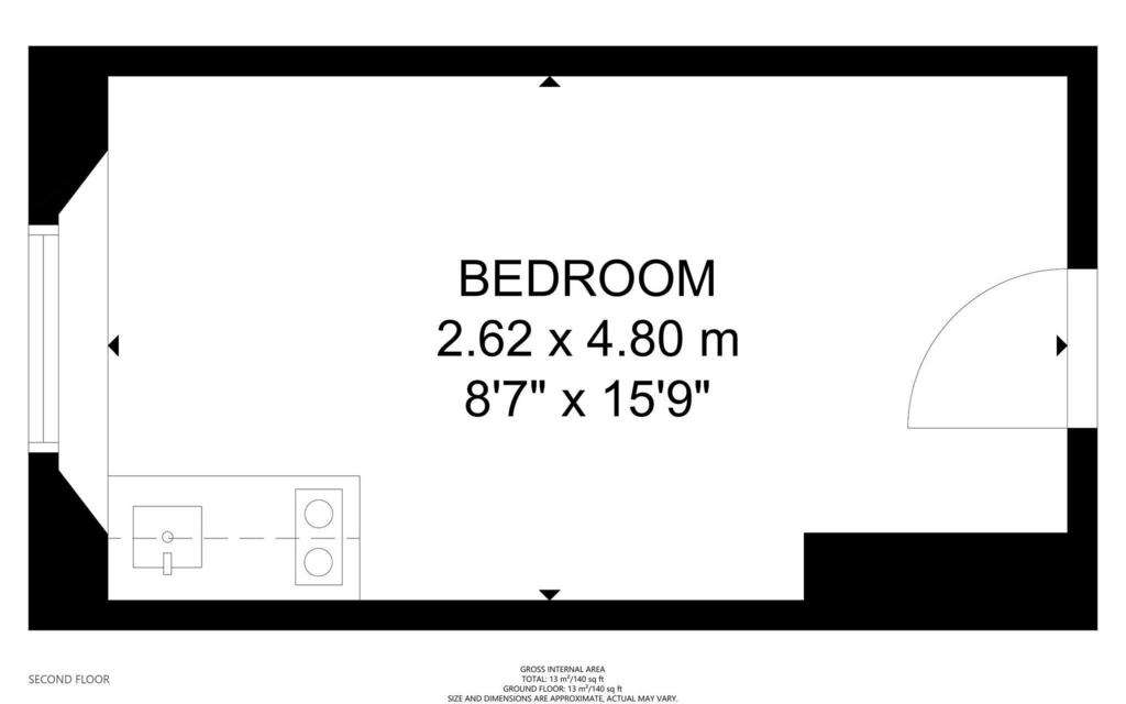 Studio flat to rent - floorplan