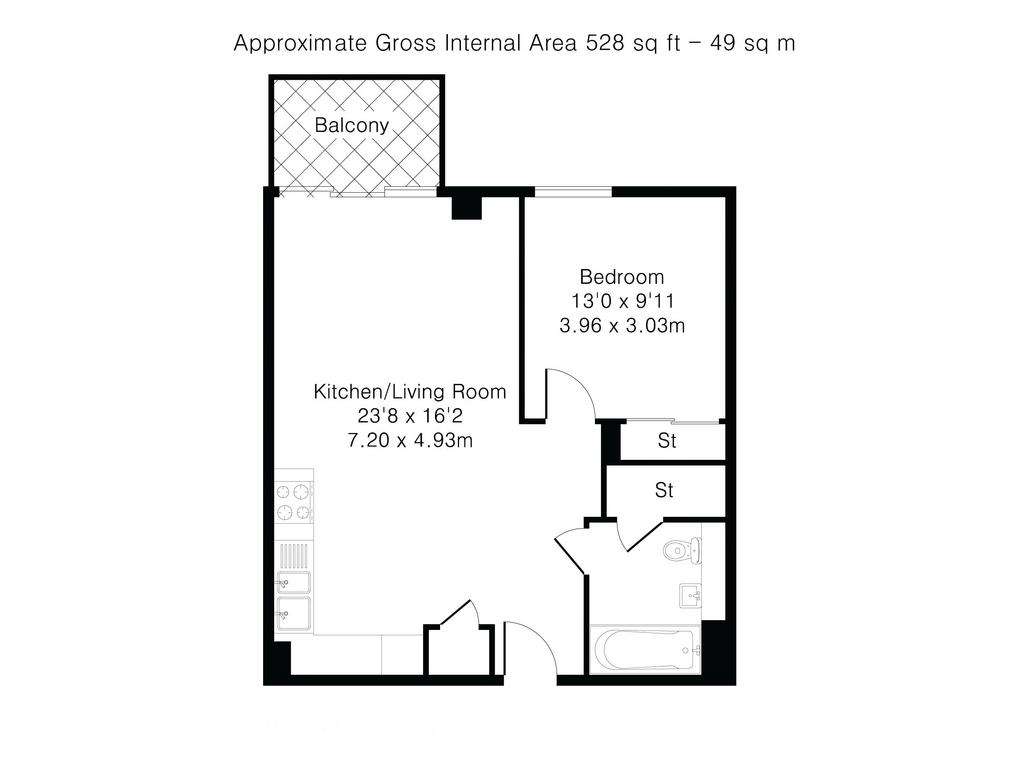 1 bedroom flat to rent - floorplan