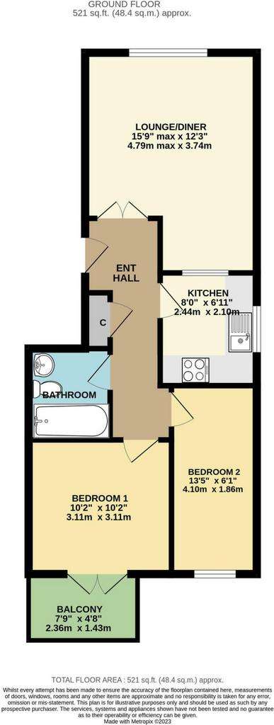 2 bedroom flat for sale - floorplan