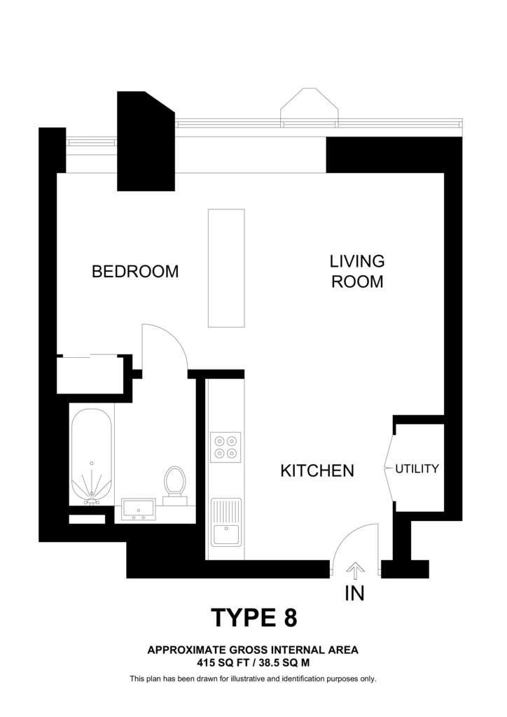 Studio flat to rent - floorplan