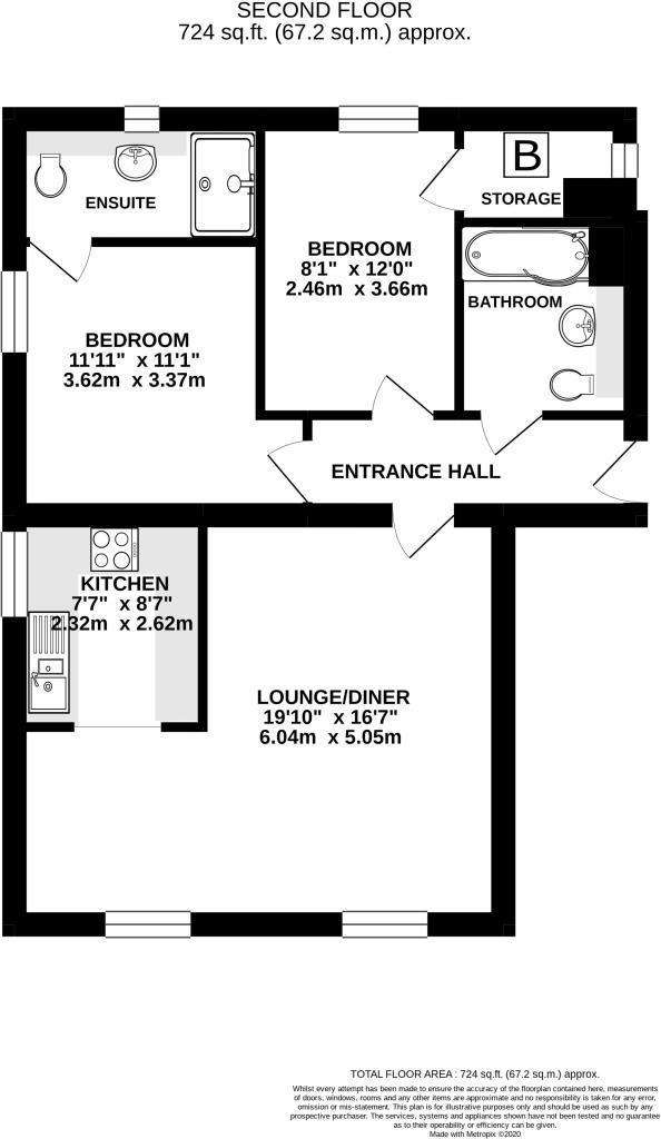 2 bedroom flat to rent - floorplan