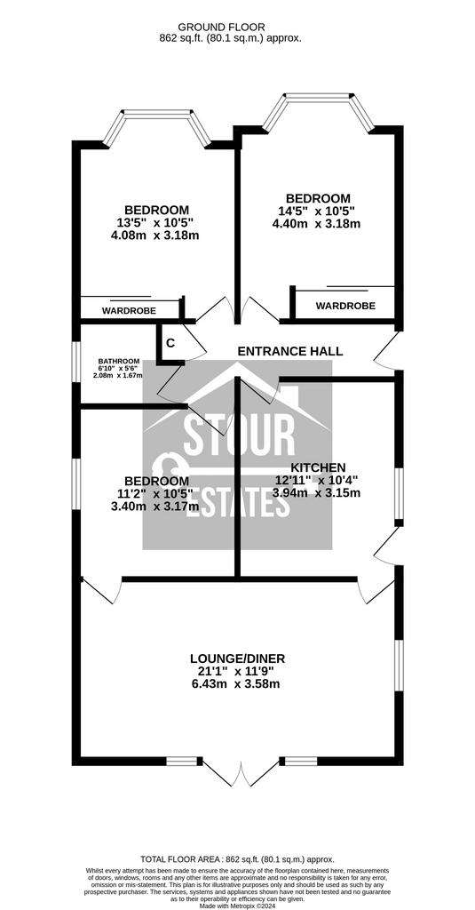 3 bedroom detached bungalow for sale - floorplan