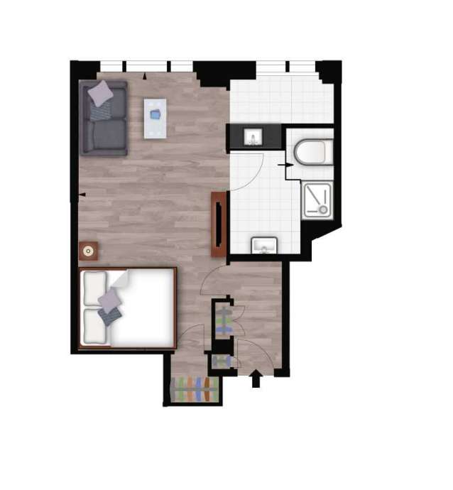 Studio flat to rent - floorplan