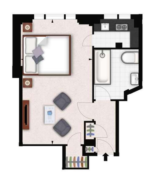 Studio flat to rent - floorplan