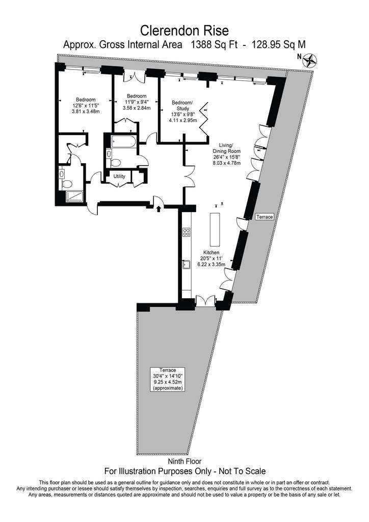 3 bedroom flat to rent - floorplan