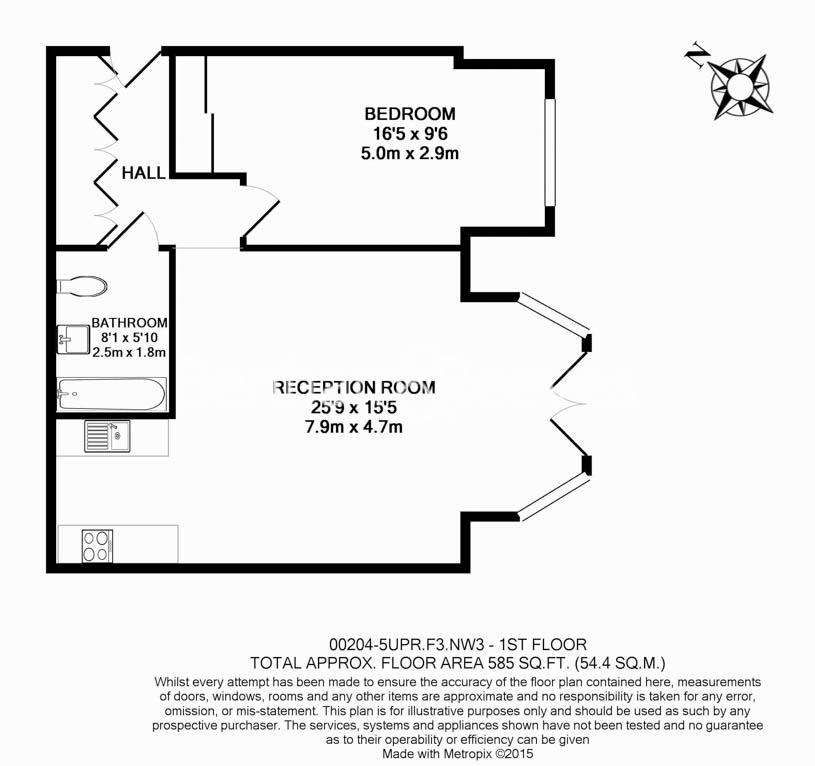 1 bedroom flat to rent - floorplan