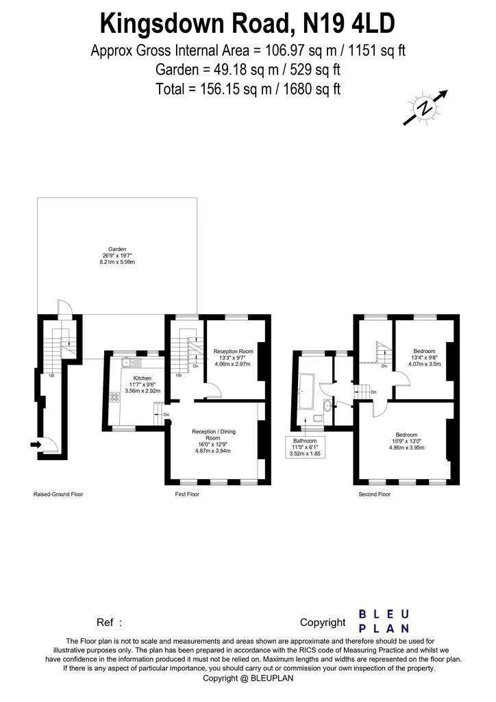 3 bedroom terraced house to rent - floorplan