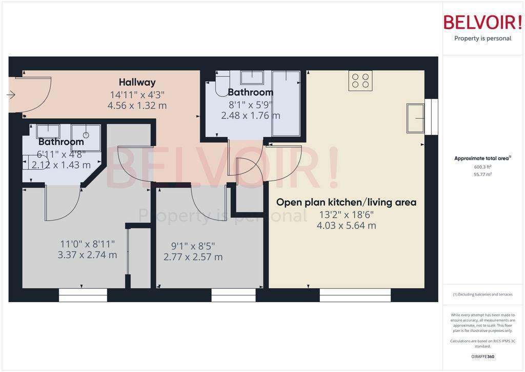 2 bedroom flat to rent - floorplan