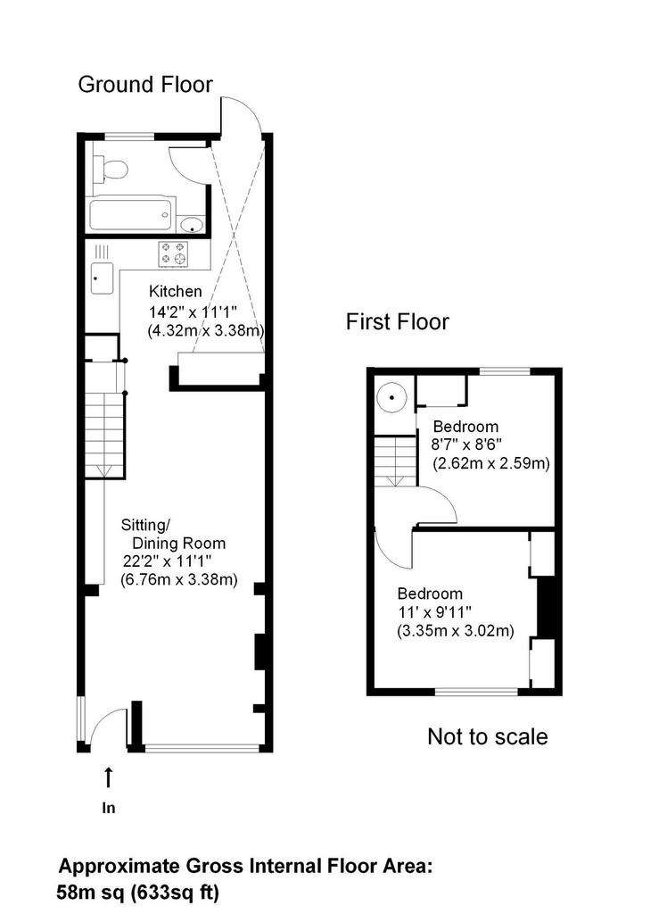 2 bedroom terraced house to rent - floorplan