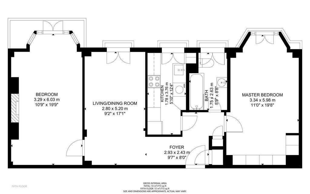 2 bedroom flat to rent - floorplan