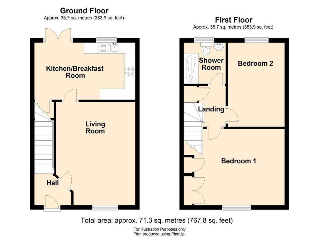 2 bedroom mews house to rent - floorplan