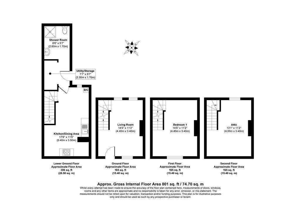 1 bedroom terraced house for sale - floorplan