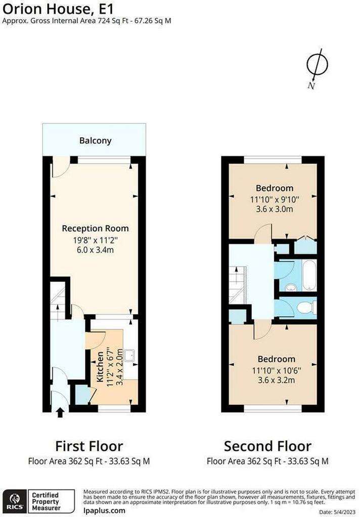 2 bedroom flat to rent - floorplan