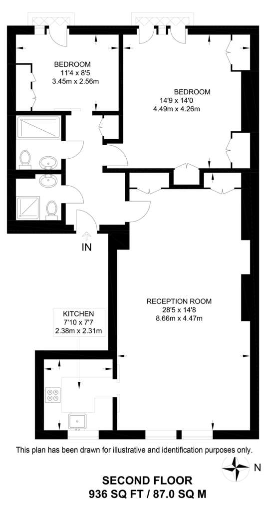 2 bedroom flat to rent - floorplan