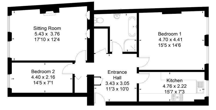 2 bedroom flat to rent - floorplan