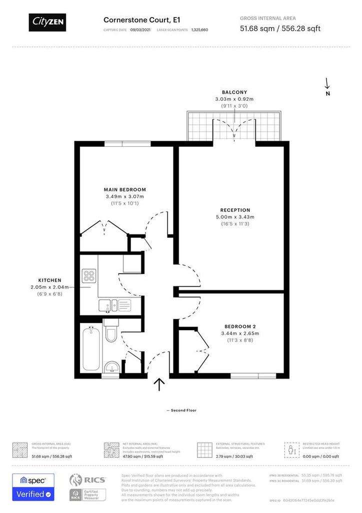 2 bedroom flat to rent - floorplan