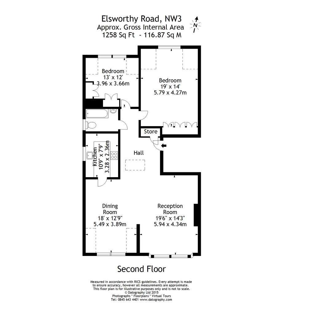 2 bedroom flat to rent - floorplan